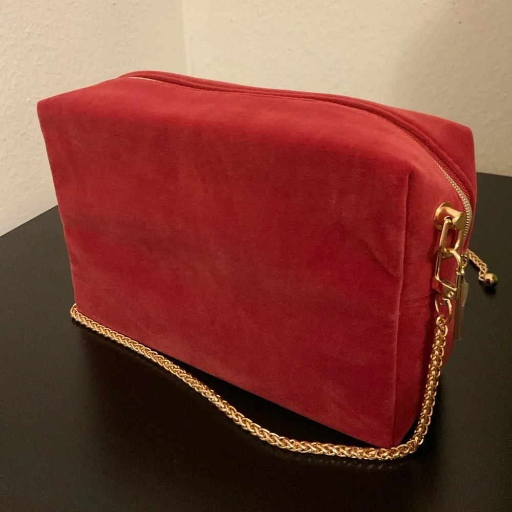 Dolce‎ & Gabbana Red Cosmetic Bag with Gold Accents